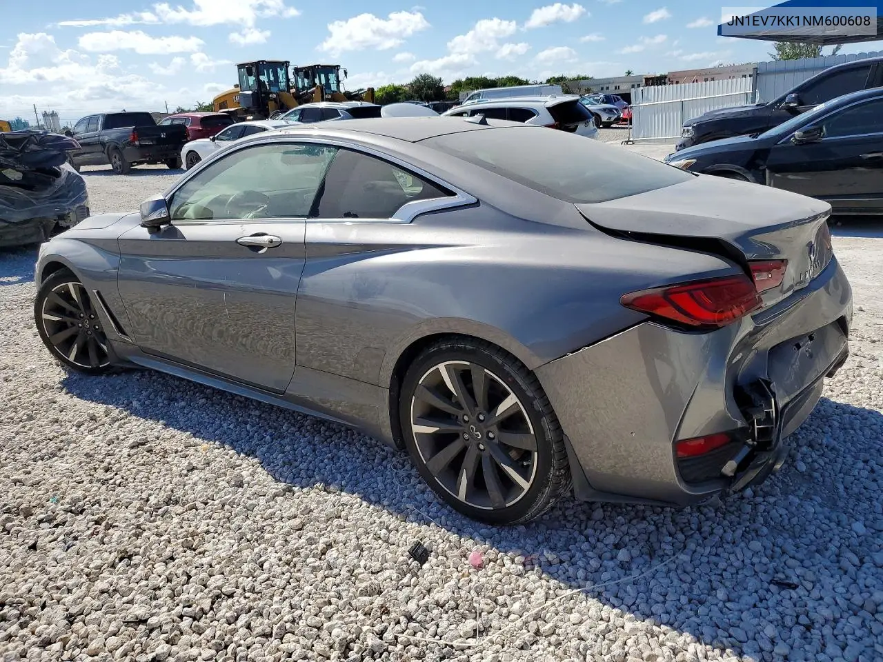 2022 Infiniti Q60 Luxe VIN: JN1EV7KK1NM600608 Lot: 57154616