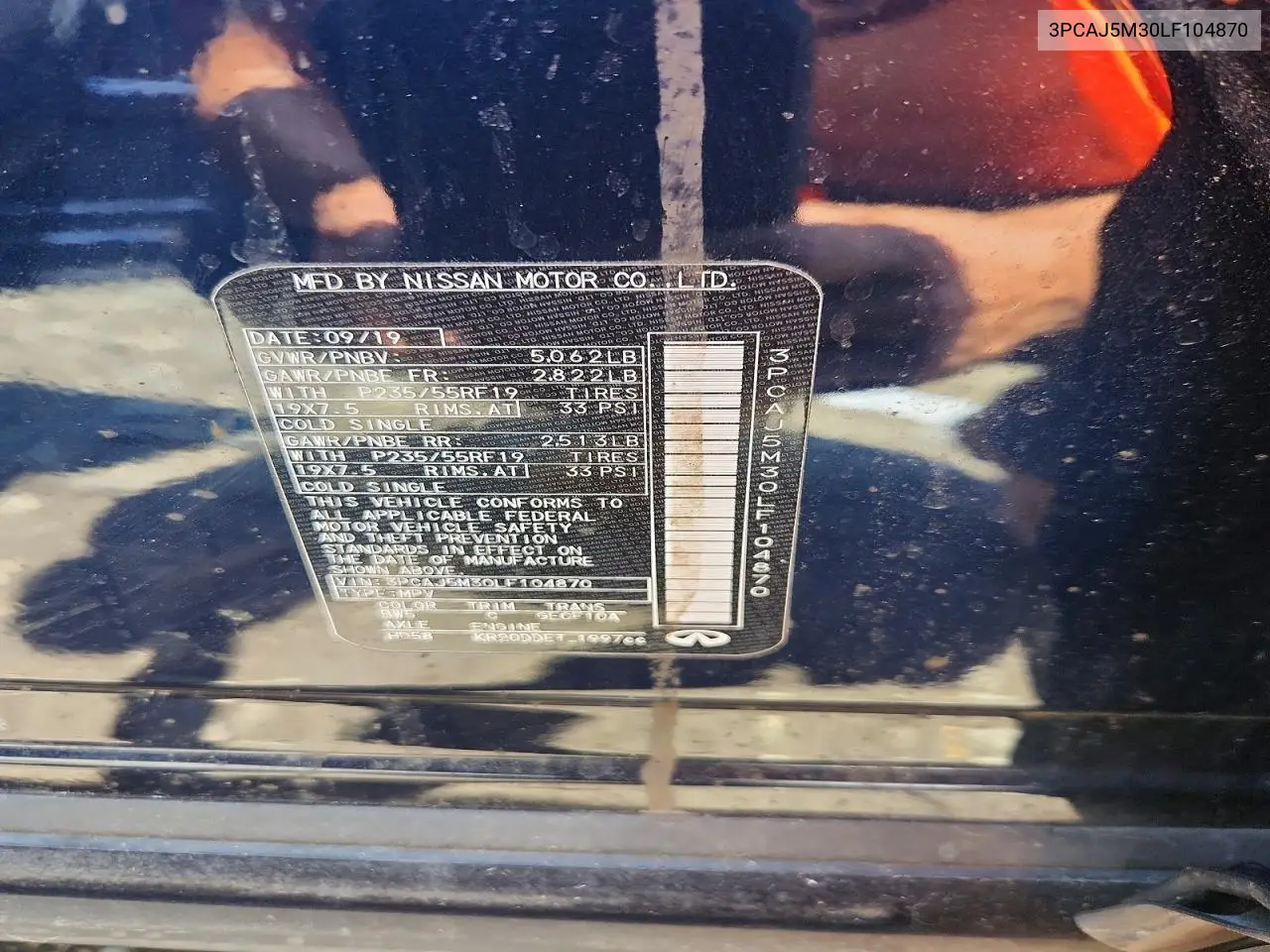 2020 Infiniti Qx50 Luxe VIN: 3PCAJ5M30LF104870 Lot: 58616586