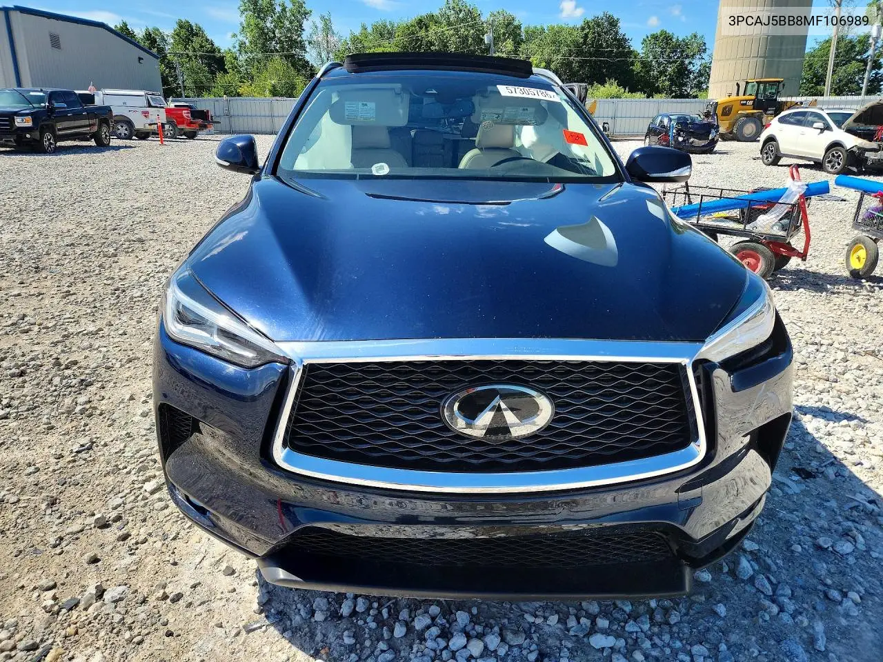 2021 Infiniti Qx50 Luxe VIN: 3PCAJ5BB8MF106989 Lot: 57305786