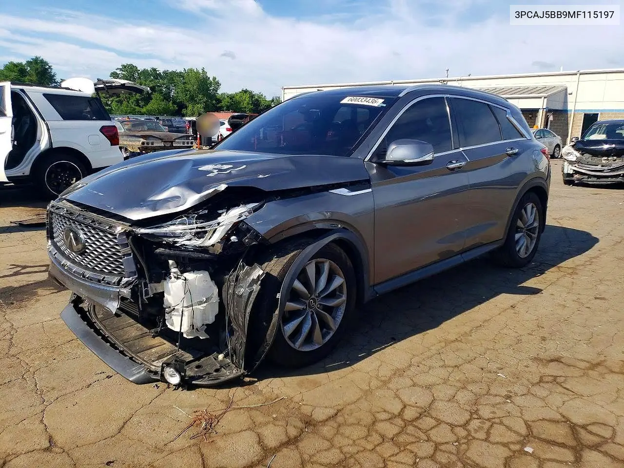 2021 Infiniti Qx50 Luxe VIN: 3PCAJ5BB9MF115197 Lot: 60033436