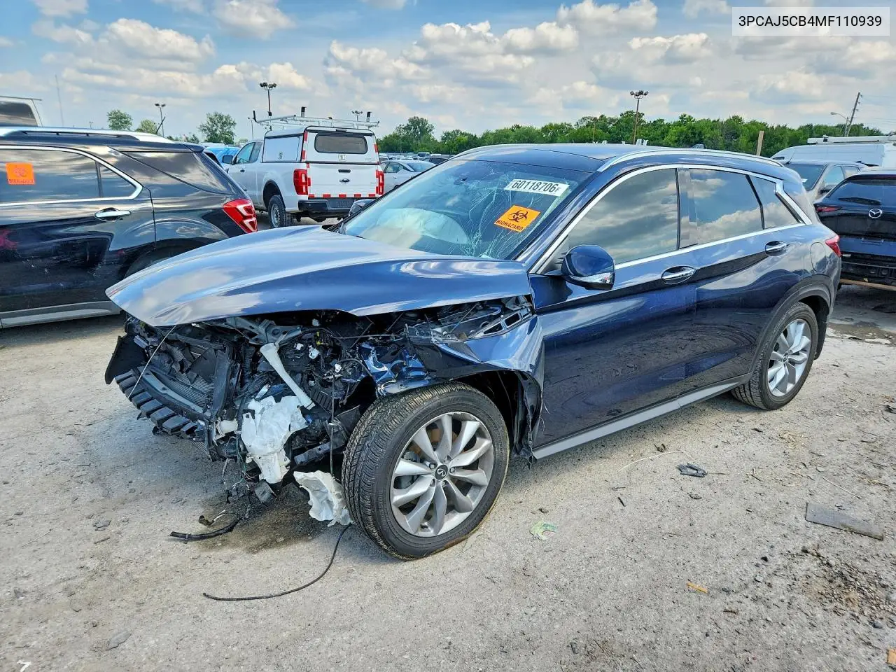 2021 Infiniti Qx50 Essential VIN: 3PCAJ5CB4MF110939 Lot: 60118706