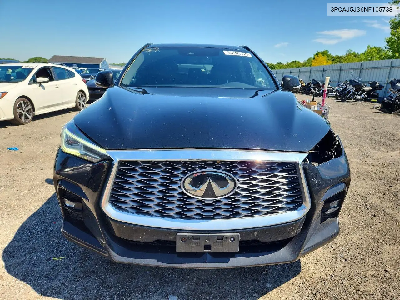 2022 Infiniti Qx55 Luxe VIN: 3PCAJ5J36NF105738 Lot: 58102476