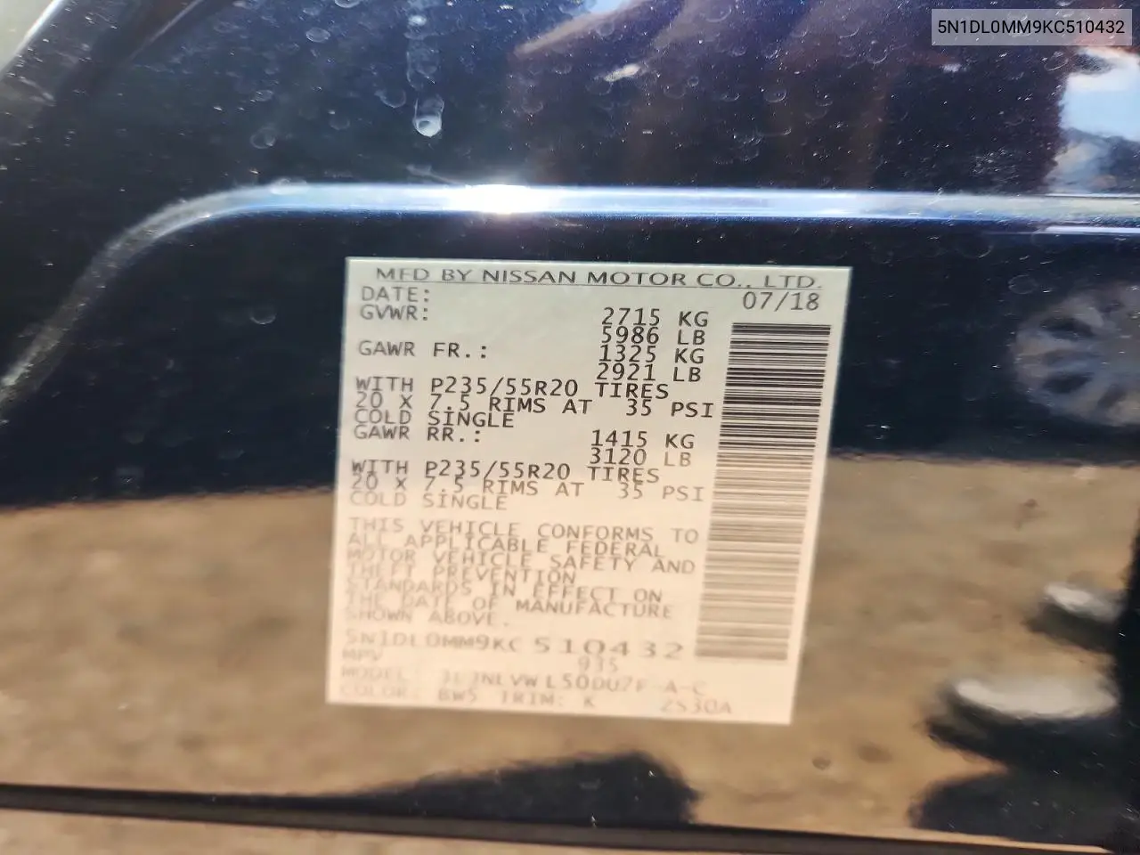 2019 Infiniti Qx60 Luxe VIN: 5N1DL0MM9KC510432 Lot: 85970115