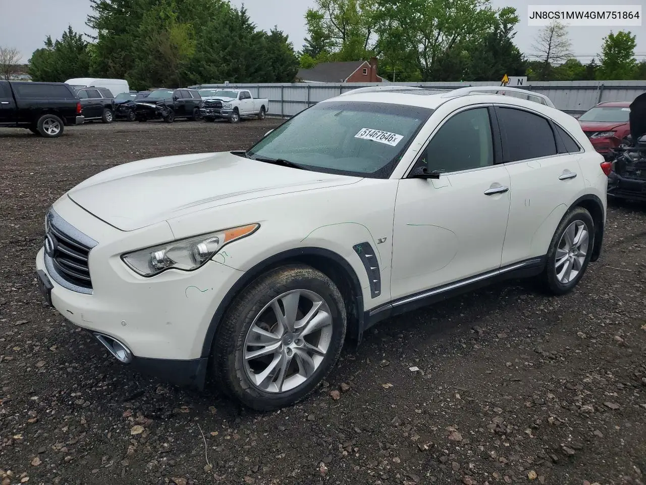 2016 Infiniti Qx70 Base VIN: JN8CS1MW4GM751864 Lot: 51467646