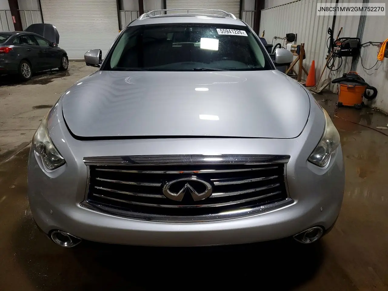 2016 Infiniti Qx70 Base VIN: JN8CS1MW2GM752270 Lot: 55941226
