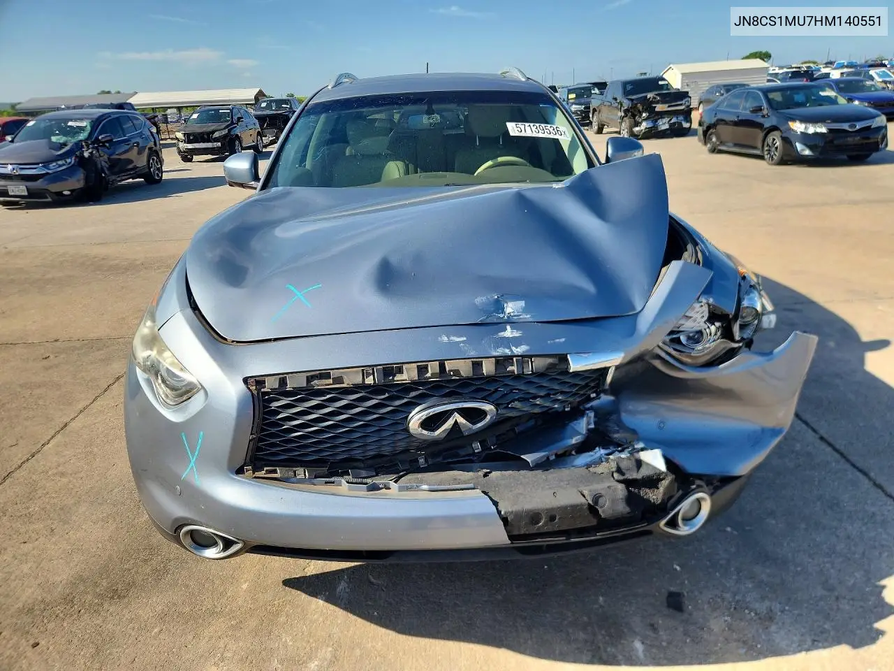 2017 Infiniti Qx70 Base VIN: JN8CS1MU7HM140551 Lot: 57139536