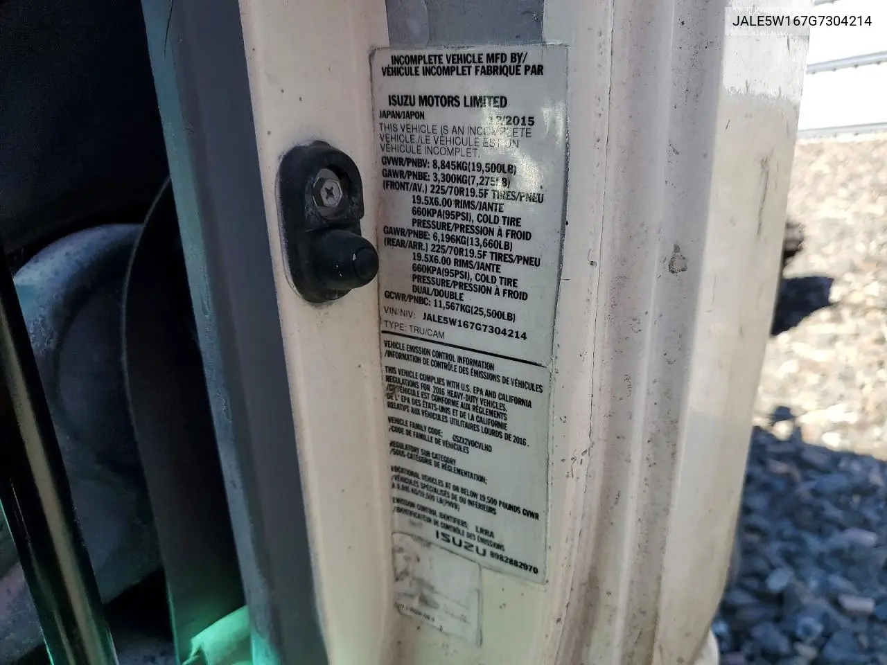 2016 Isuzu Nrr VIN: JALE5W167G7304214 Lot: 57635666