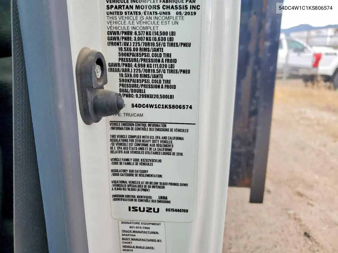 2019 Isuzu Npr Hd VIN: 54DC4W1C1KS806574 Lot: 59657586