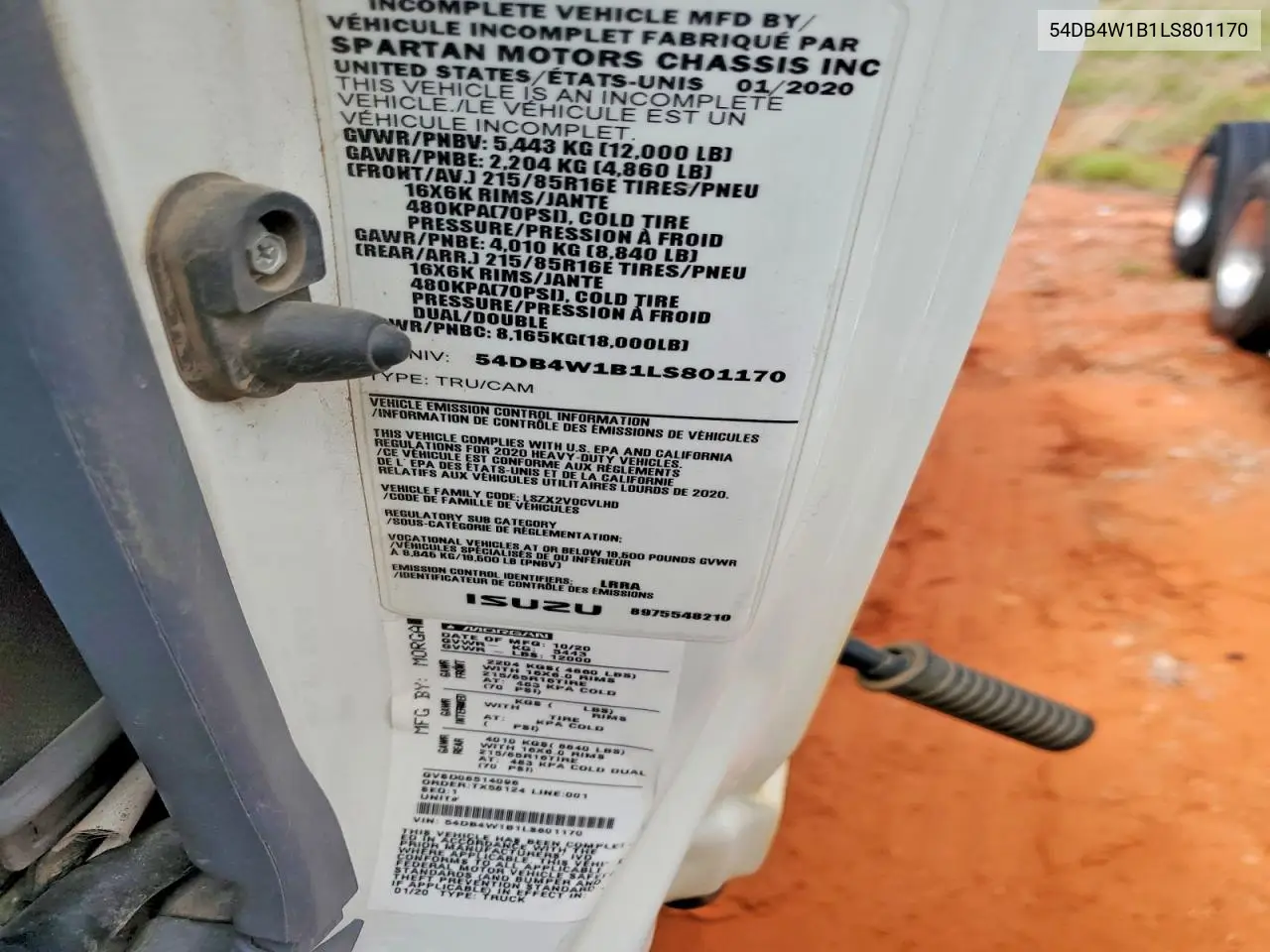 2020 Isuzu Npr Box Truck VIN: 54DB4W1B1LS801170 Lot: 56636026