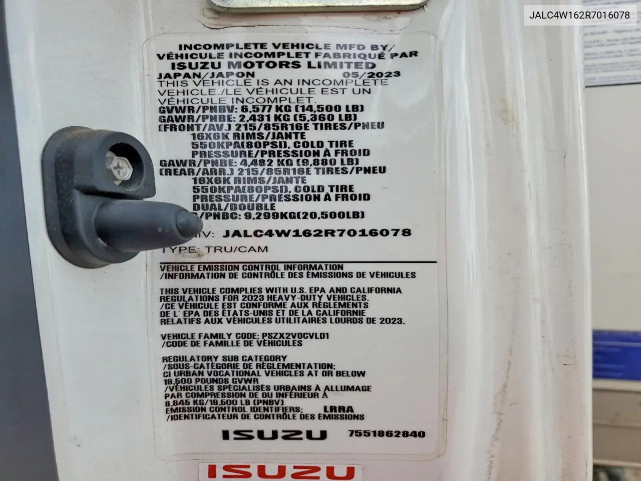 2024 Isuzu Npr Xd VIN: JALC4W162R7016078 Lot: 55209246