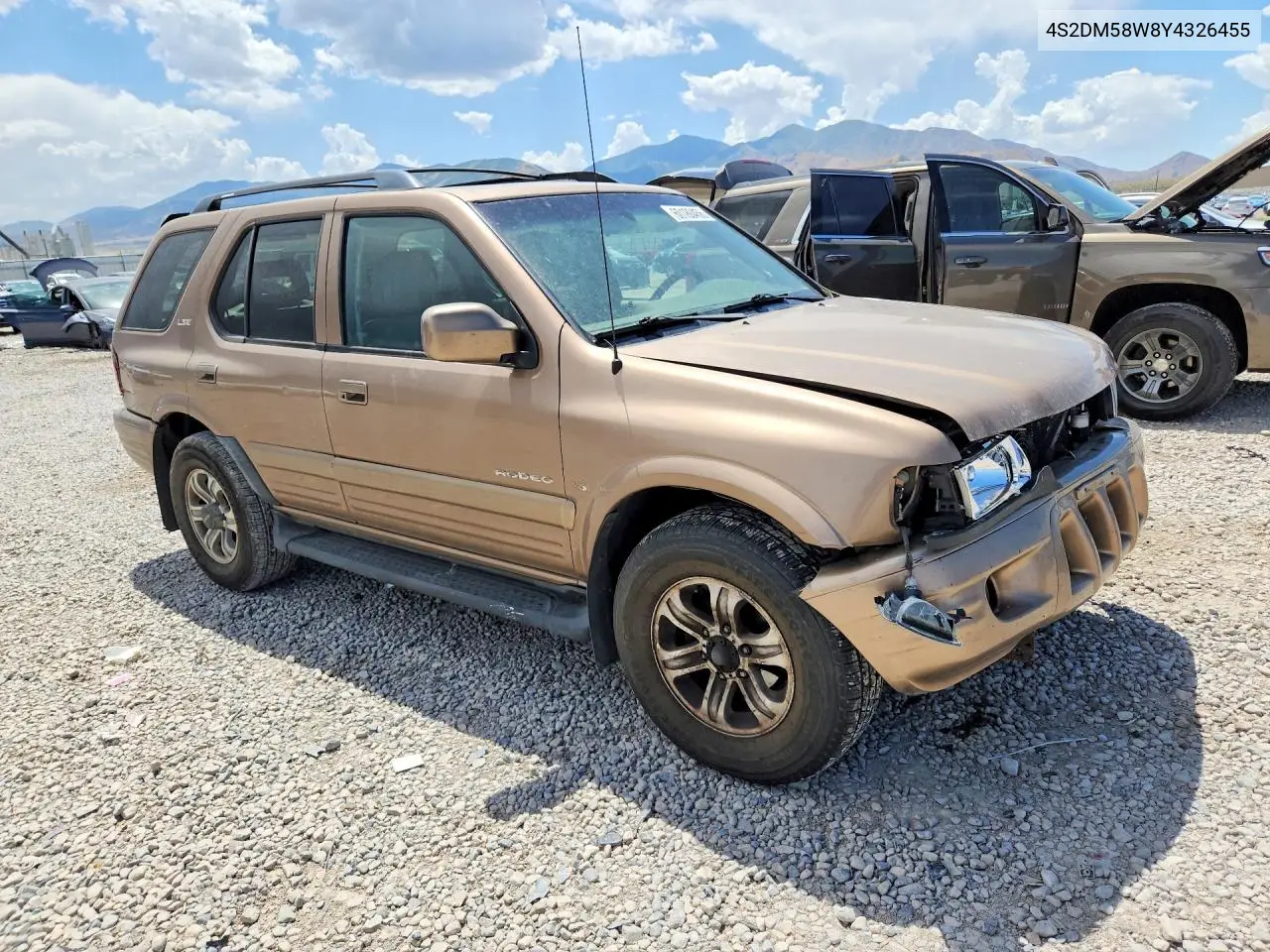 2000 Isuzu Rodeo S VIN: 4S2DM58W8Y4326455 Lot: 60180456
