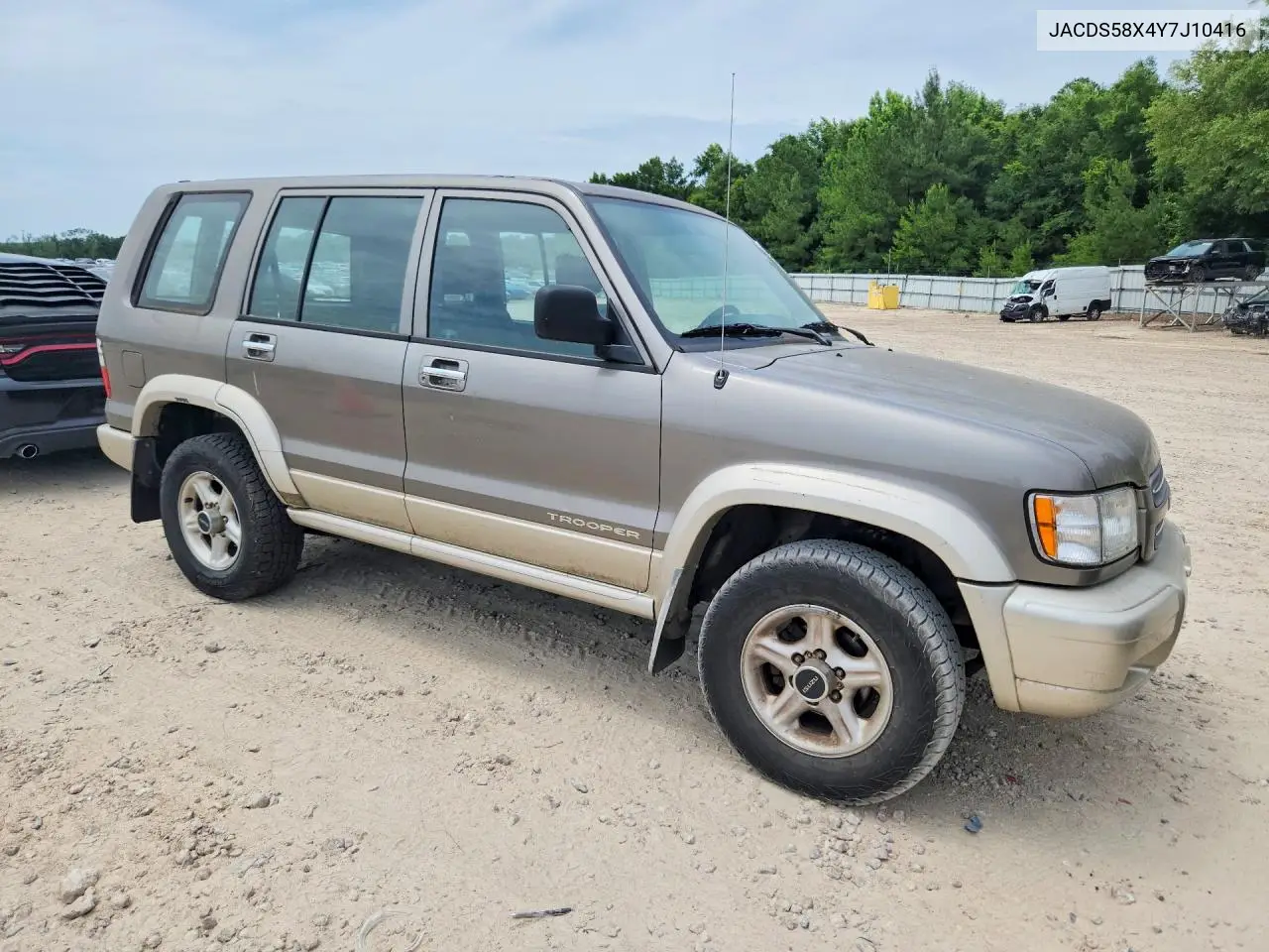2000 Isuzu Trooper S VIN: JACDS58X4Y7J10416 Lot: 56987106