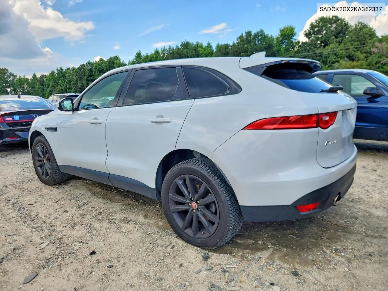 2019 Jaguar F-Pace Prestige VIN: SADCK2GX2KA362337 Lot: 59122106