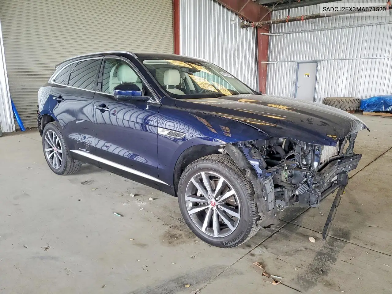 2021 Jaguar F-Pace S VIN: SADCJ2EX3MA671520 Lot: 60007416