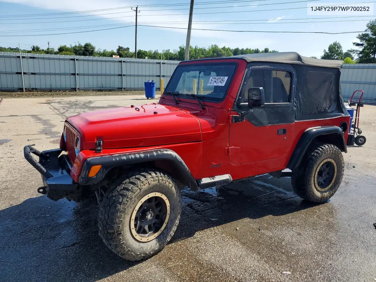 1998 Jeep Wrangler / Tj Se VIN: 1J4FY29P7WP700252 Lot: 57349246