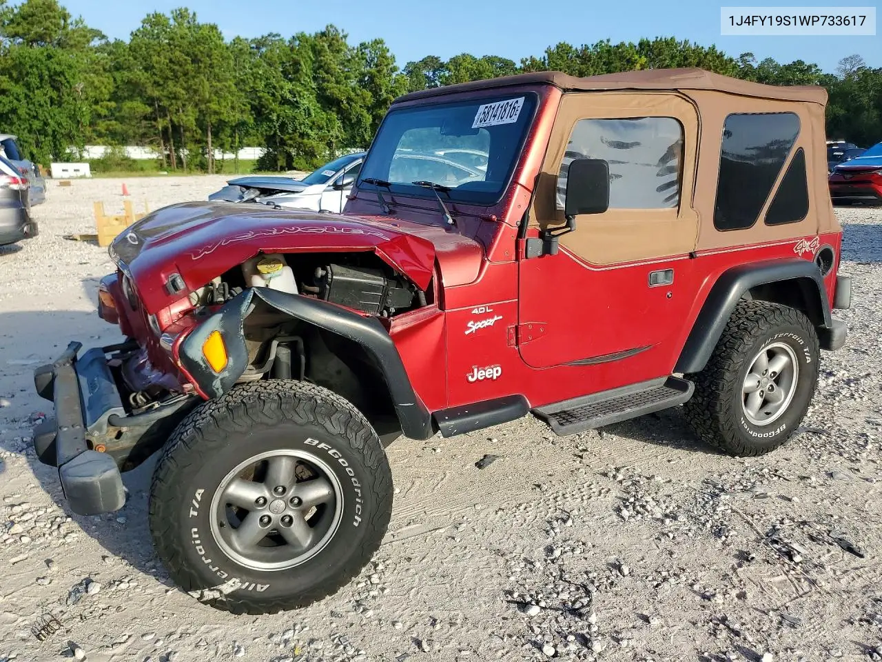1998 Jeep Wrangler / Tj Sport VIN: 1J4FY19S1WP733617 Lot: 58141816