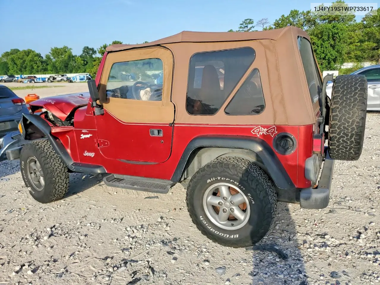 1998 Jeep Wrangler / Tj Sport VIN: 1J4FY19S1WP733617 Lot: 58141816