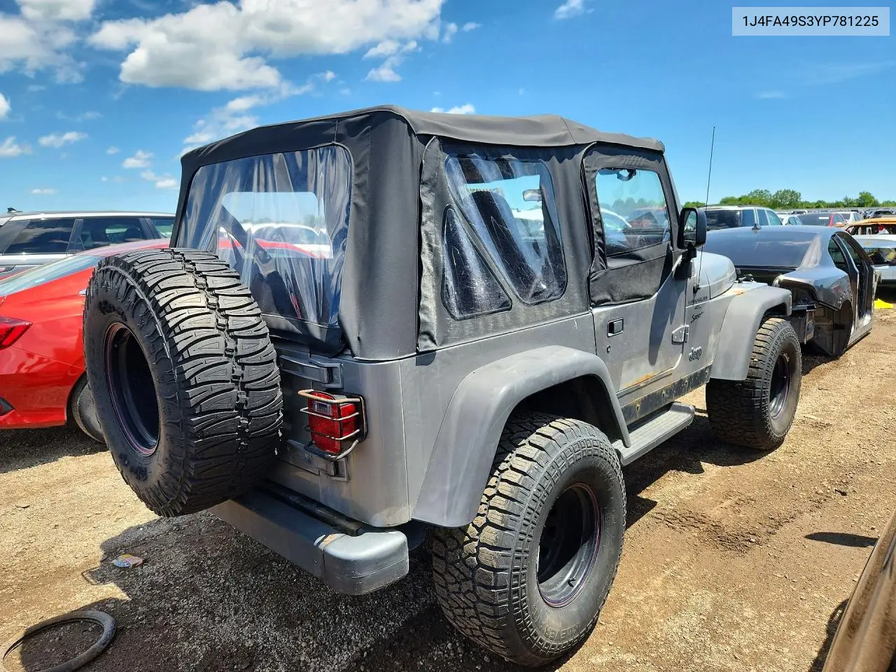 2000 Jeep Wrangler / Tj Sport VIN: 1J4FA49S3YP781225 Lot: 58111876