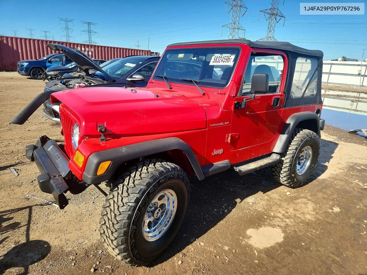 2000 Jeep Wrangler / Tj Se VIN: 1J4FA29P0YP767296 Lot: 58324596