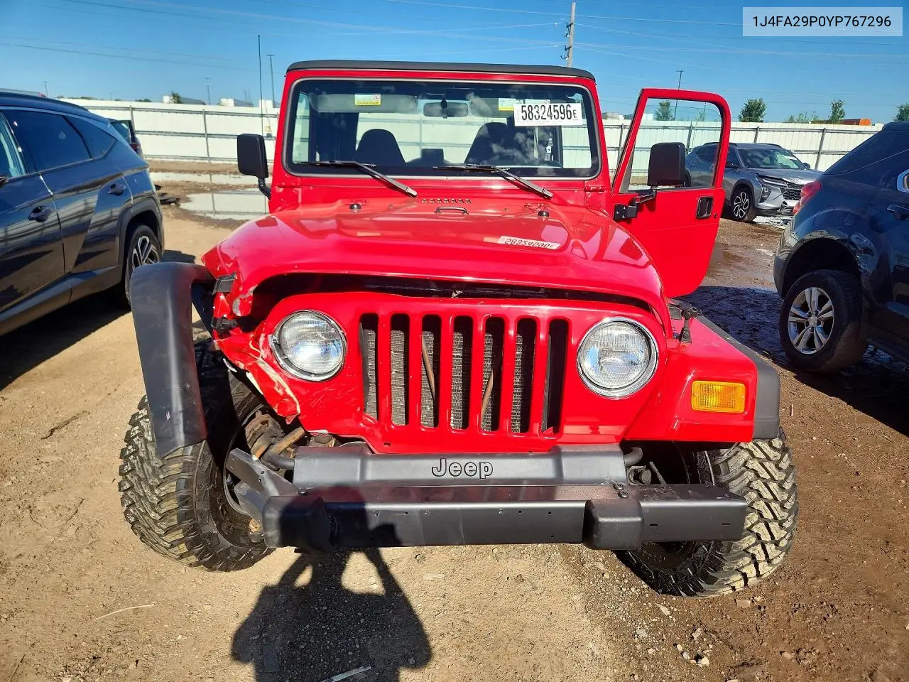 2000 Jeep Wrangler / Tj Se VIN: 1J4FA29P0YP767296 Lot: 58324596