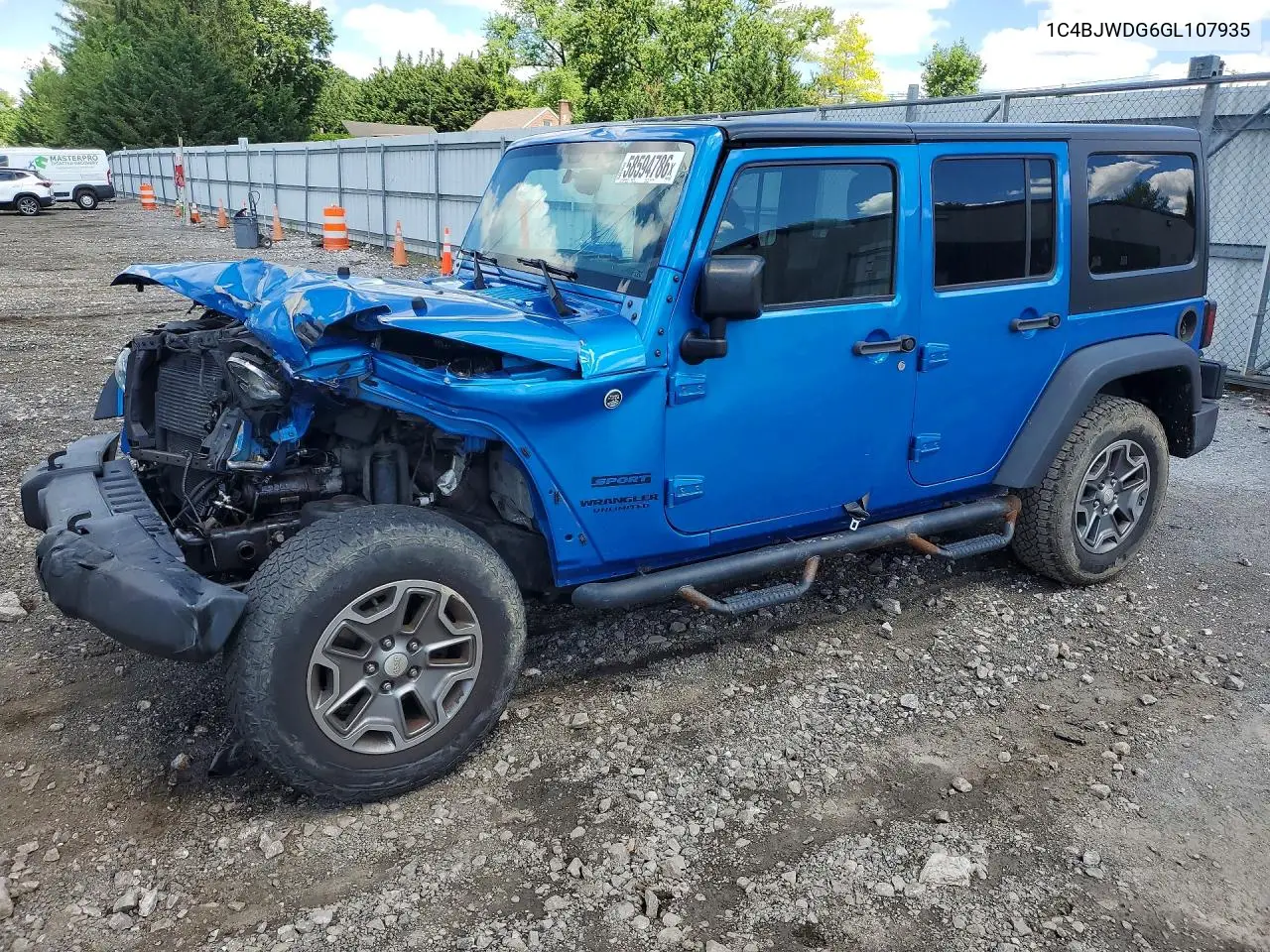 2016 Jeep Wrangler Unlimited Sport VIN: 1C4BJWDG6GL107935 Lot: 58594786