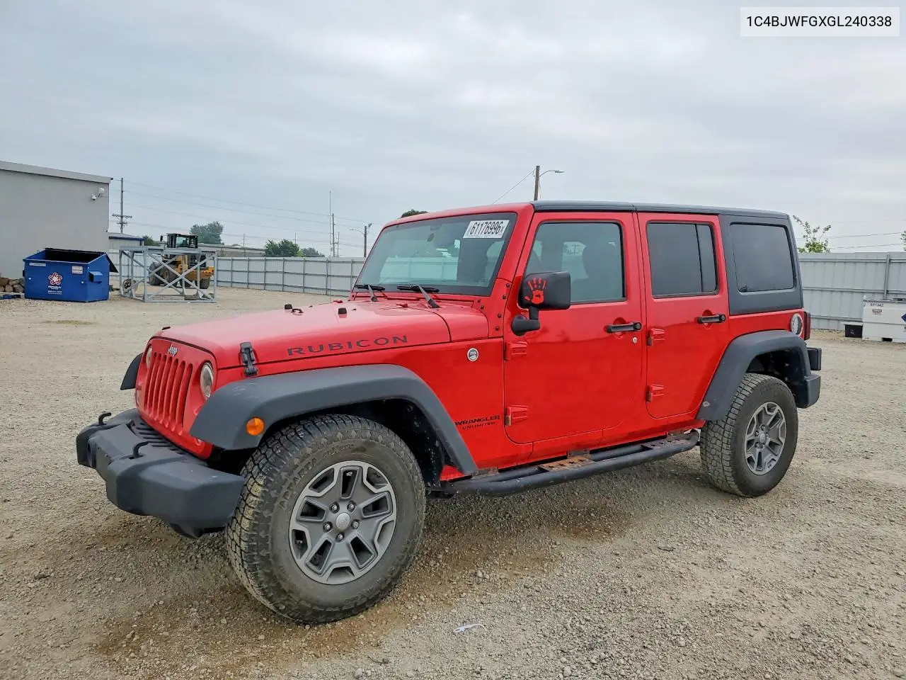 2016 Jeep Wrangler Unlimited Rubicon VIN: 1C4BJWFGXGL240338 Lot: 61176996