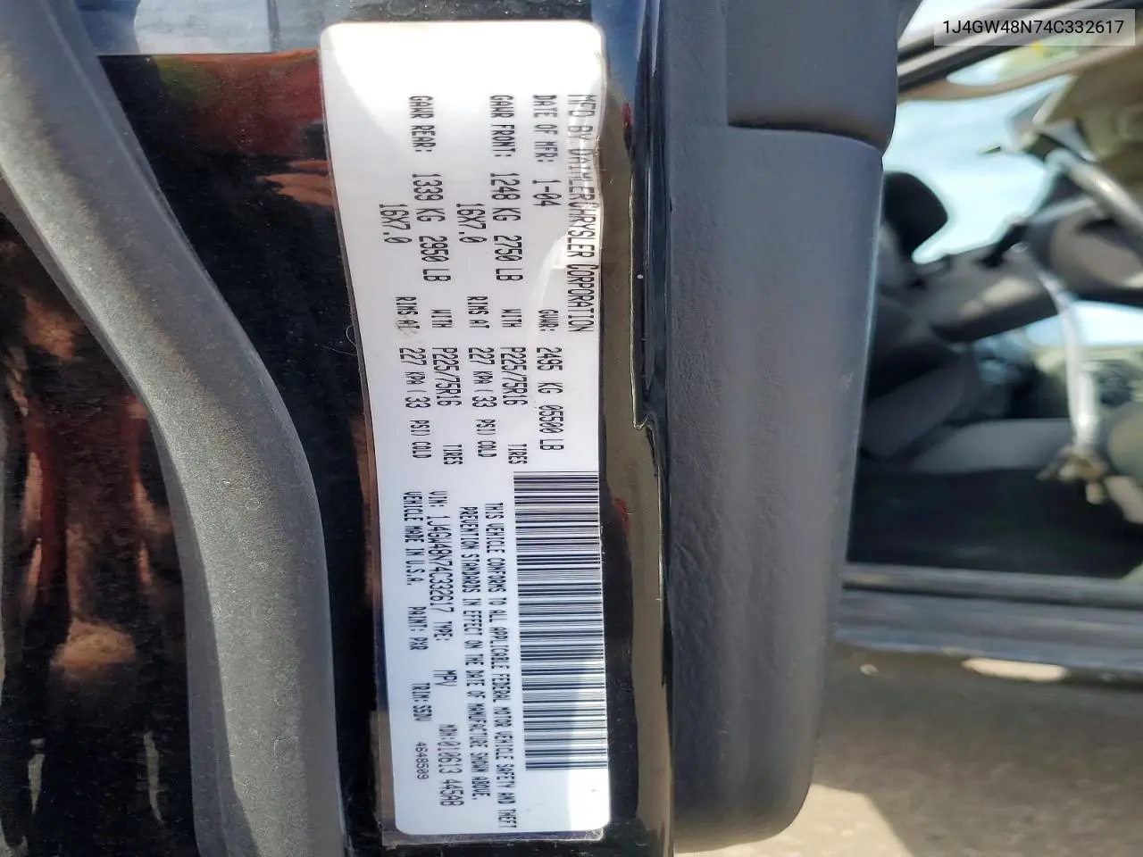 2004 Jeep Grand Cherokee Laredo VIN: 1J4GW48N74C332617 Lot: 50179846