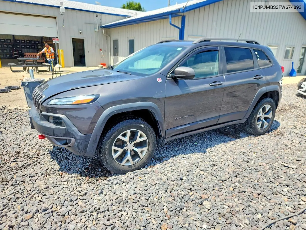 2015 Jeep Cherokee Trailhawk VIN: 1C4PJMBS3FW674893 Lot: 61789676