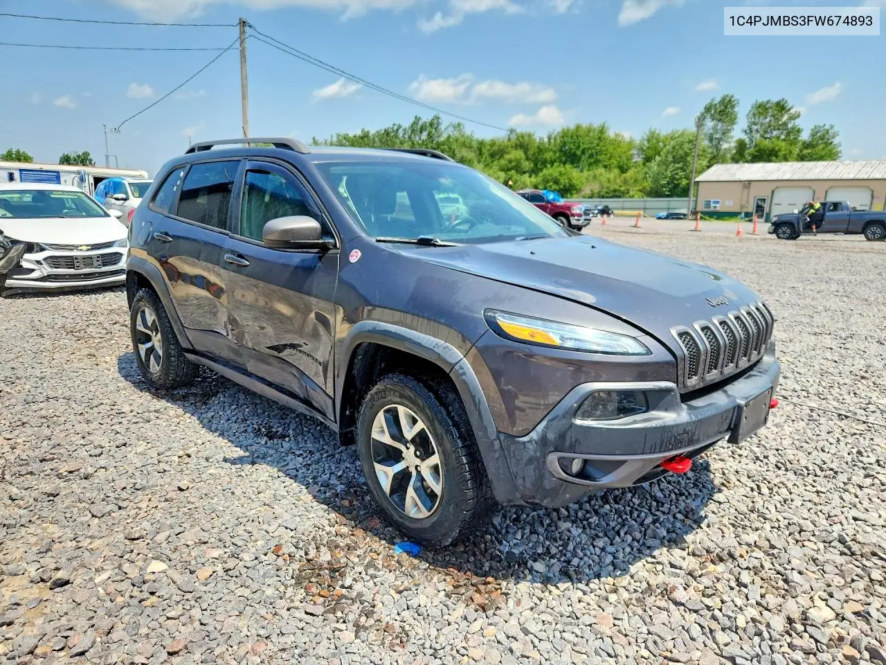 2015 Jeep Cherokee Trailhawk VIN: 1C4PJMBS3FW674893 Lot: 61789676