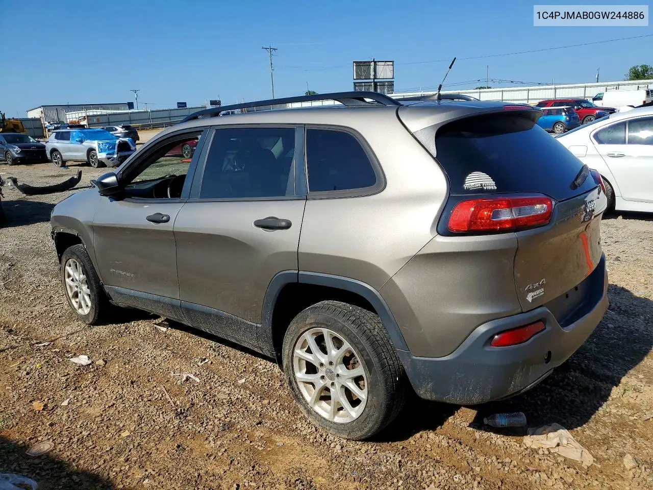 2016 Jeep Cherokee Sport VIN: 1C4PJMAB0GW244886 Lot: 56630056