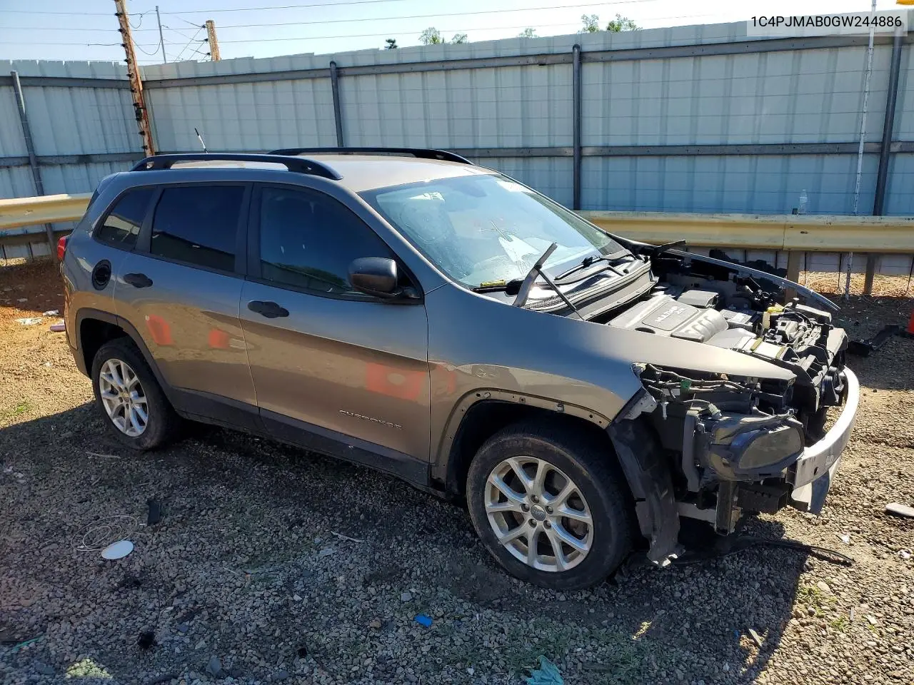 2016 Jeep Cherokee Sport VIN: 1C4PJMAB0GW244886 Lot: 56630056