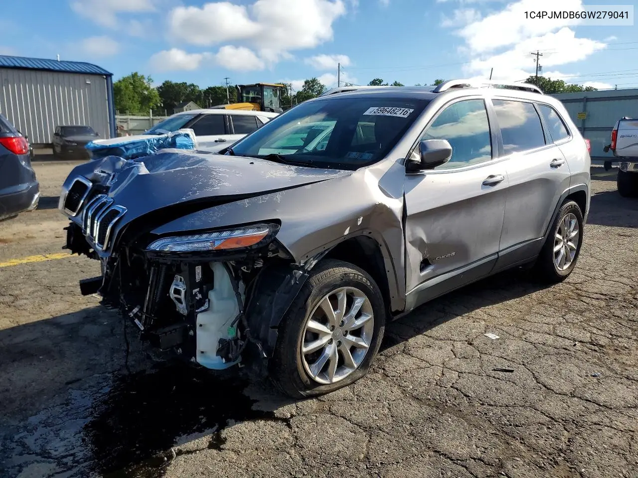 2016 Jeep Cherokee Limited VIN: 1C4PJMDB6GW279041 Lot: 59648216