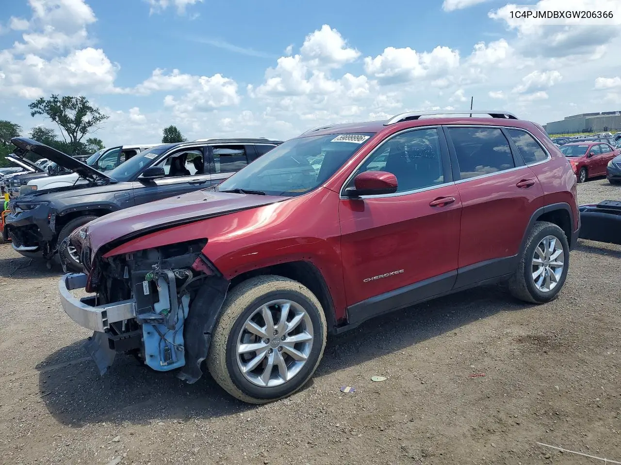 2016 Jeep Cherokee Limited VIN: 1C4PJMDBXGW206366 Lot: 59899996