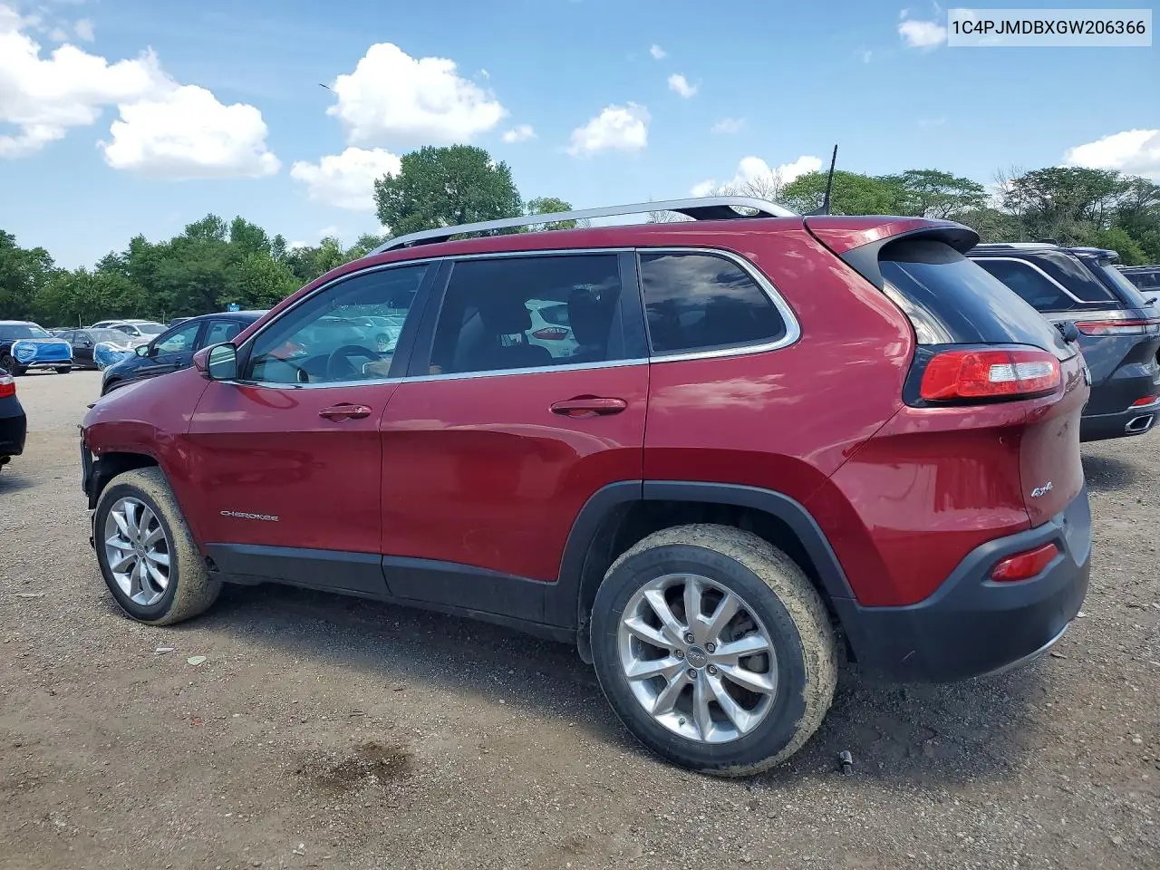 2016 Jeep Cherokee Limited VIN: 1C4PJMDBXGW206366 Lot: 59899996