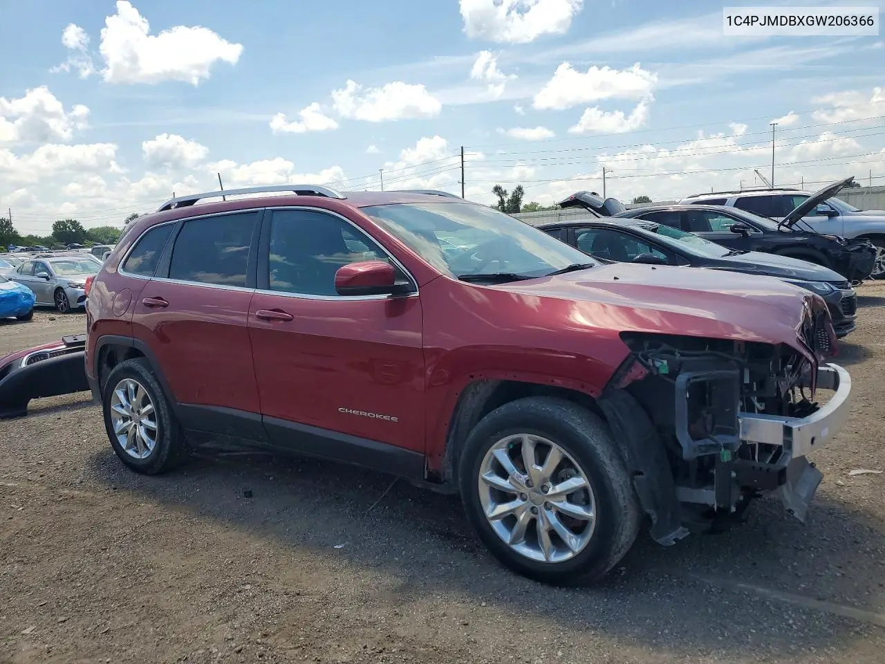 2016 Jeep Cherokee Limited VIN: 1C4PJMDBXGW206366 Lot: 59899996