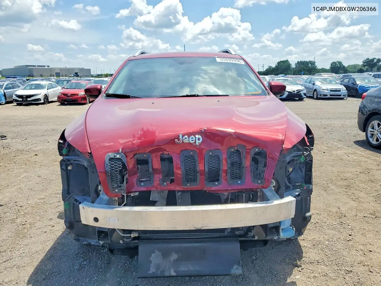 2016 Jeep Cherokee Limited VIN: 1C4PJMDBXGW206366 Lot: 59899996