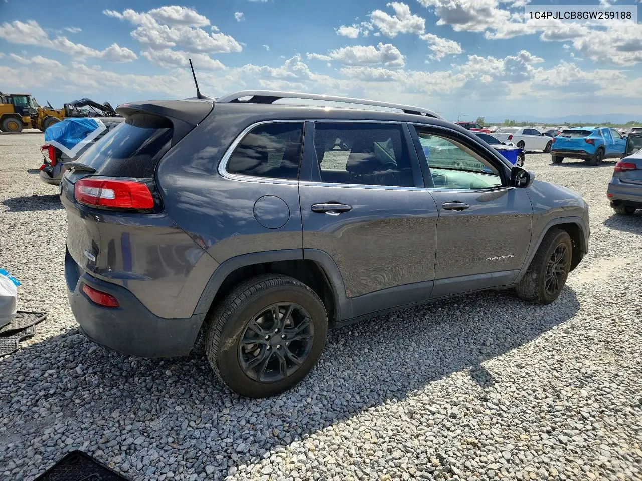 2016 Jeep Cherokee Latitude VIN: 1C4PJLCB8GW259188 Lot: 61404056