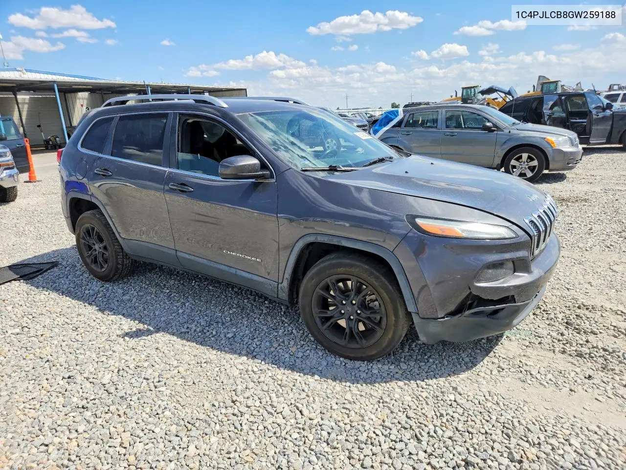 2016 Jeep Cherokee Latitude VIN: 1C4PJLCB8GW259188 Lot: 61404056