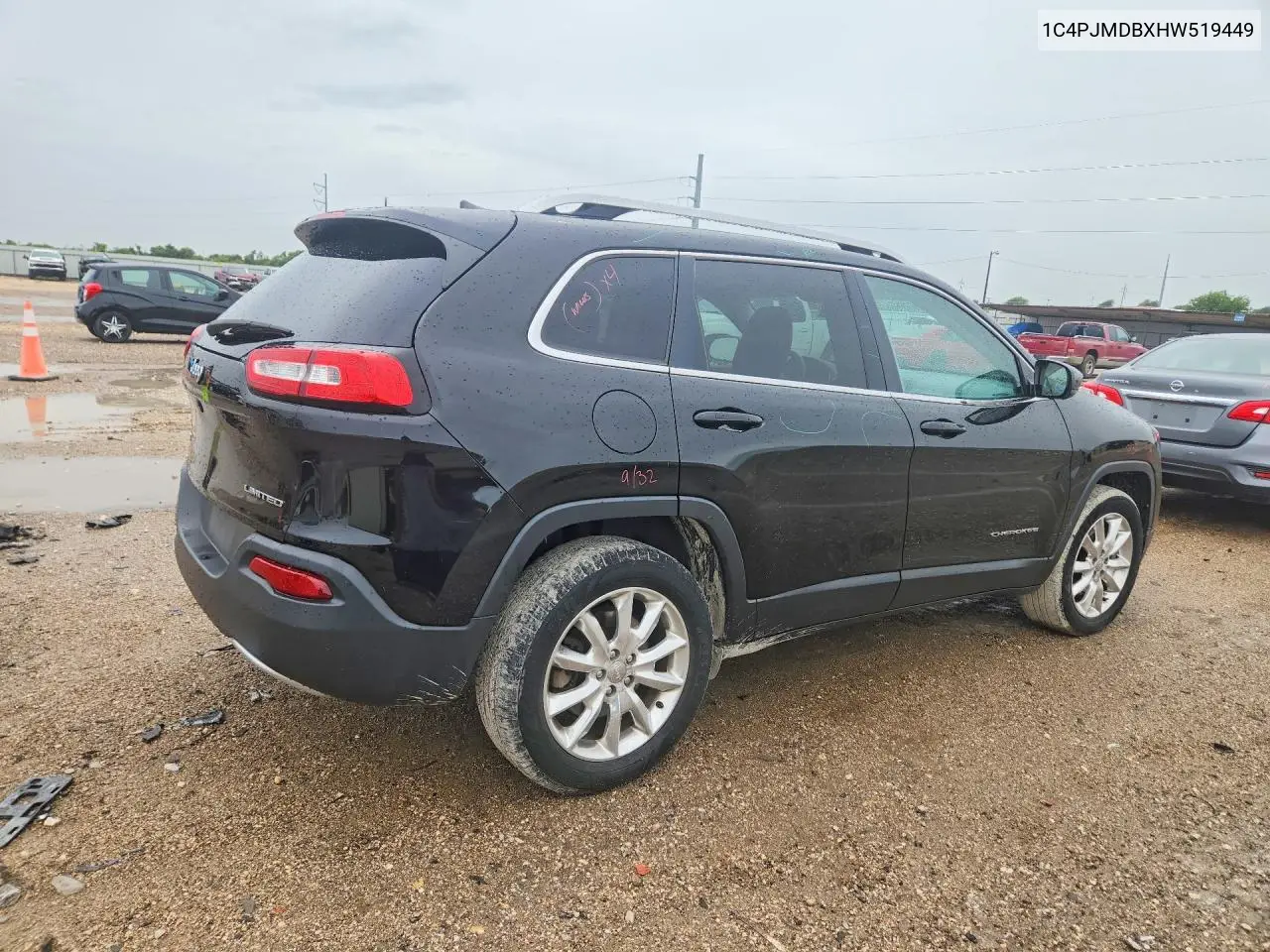 2017 Jeep Cherokee Limited VIN: 1C4PJMDBXHW519449 Lot: 60842996