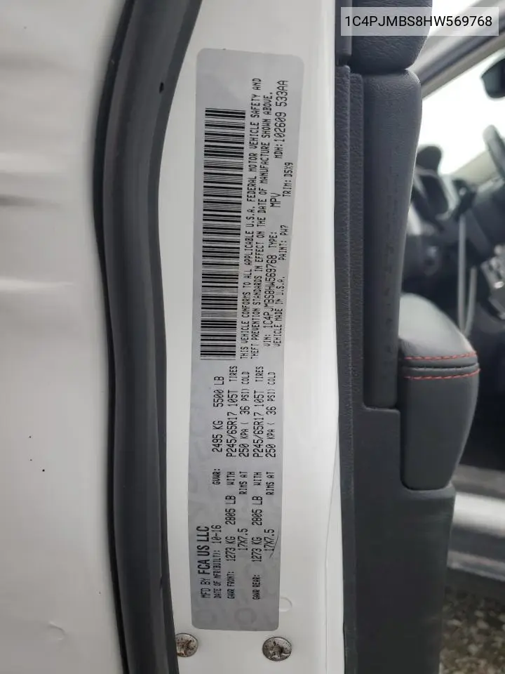 1C4PJMBS8HW569768 2017 Jeep Cherokee Trailhawk