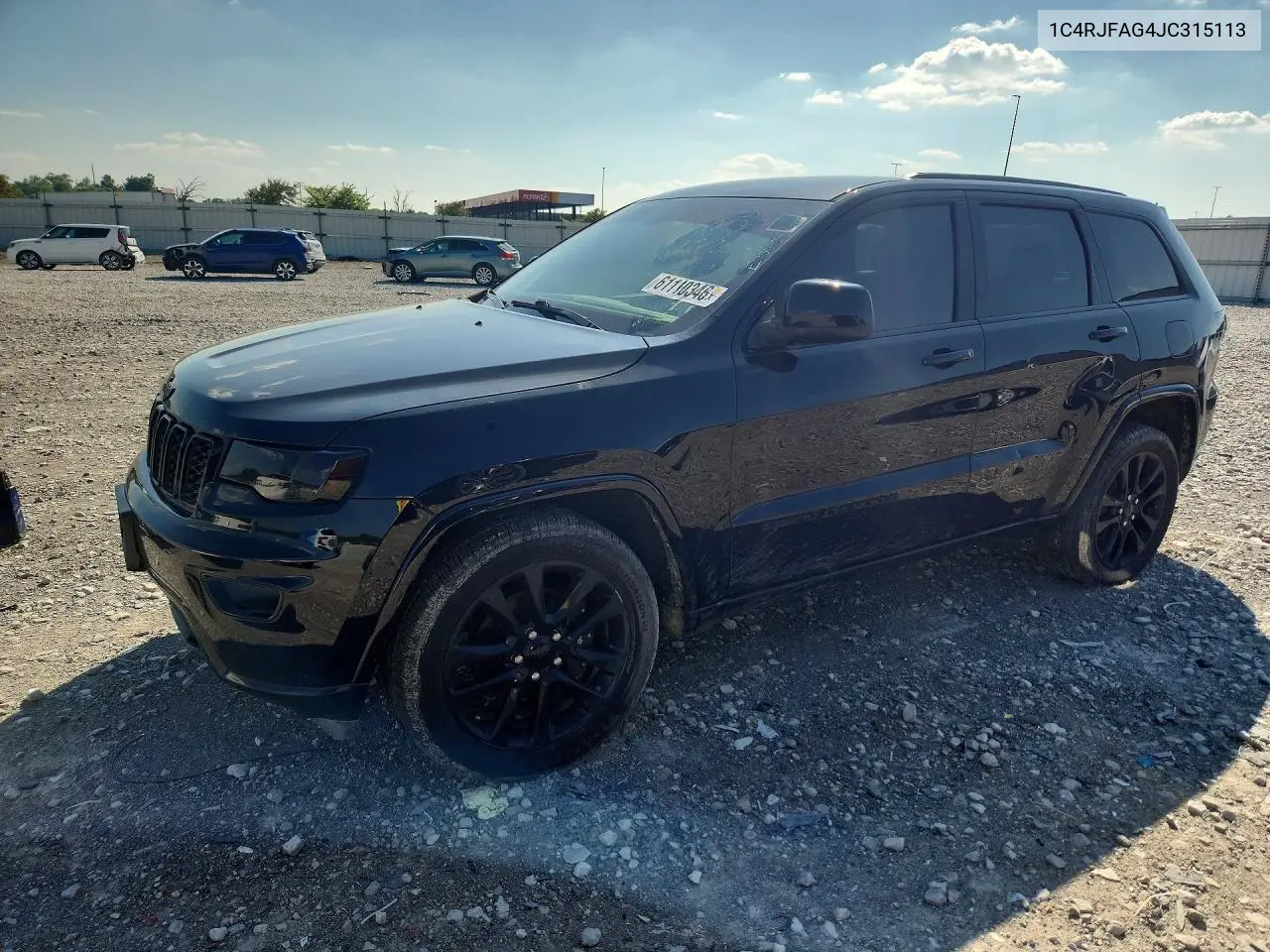 2018 Jeep Grand Cherokee Laredo VIN: 1C4RJFAG4JC315113 Lot: 61110346