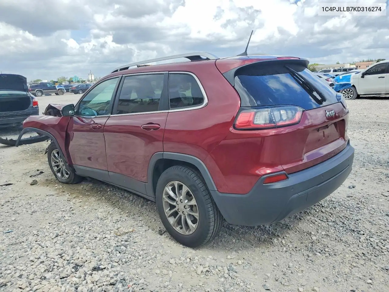 2019 Jeep Cherokee Latitude Plus VIN: 1C4PJLLB7KD316274 Lot: 62067986