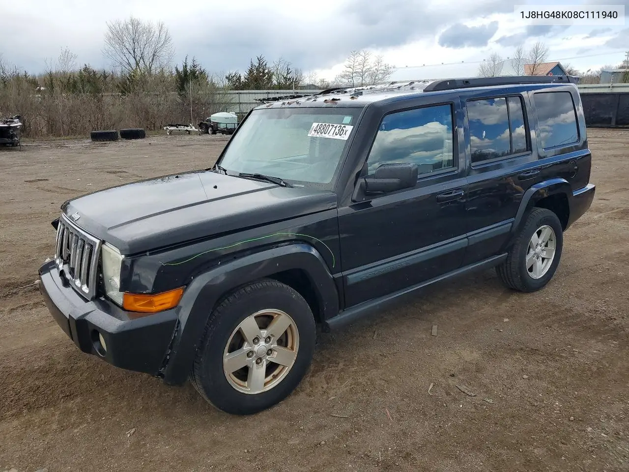 2008 Jeep Commander Sport VIN: 1J8HG48K08C111940 Lot: 48807136
