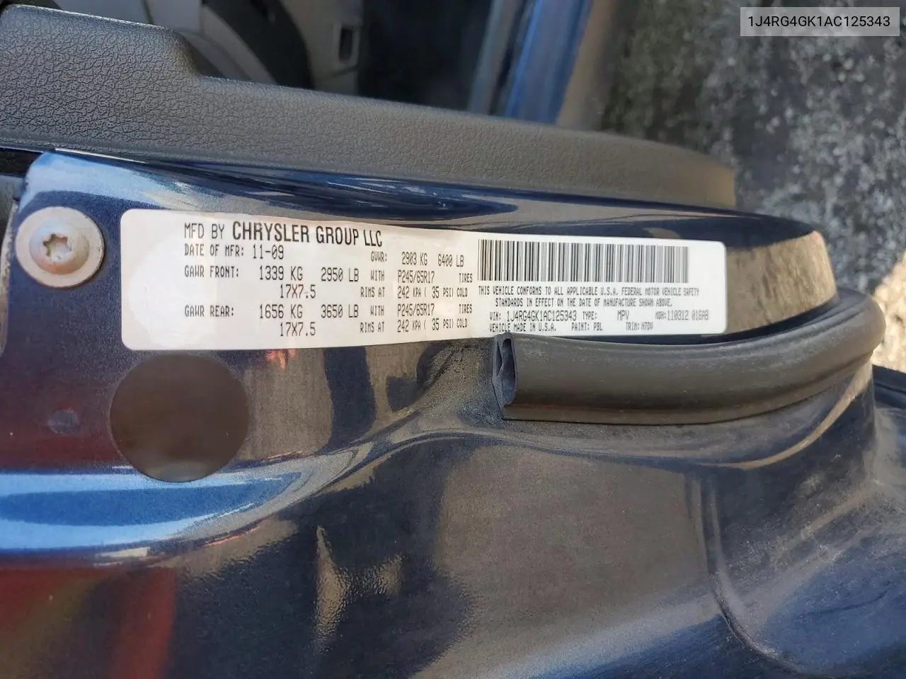 2010 Jeep Commander Sport VIN: 1J4RG4GK1AC125343 Lot: 58950316