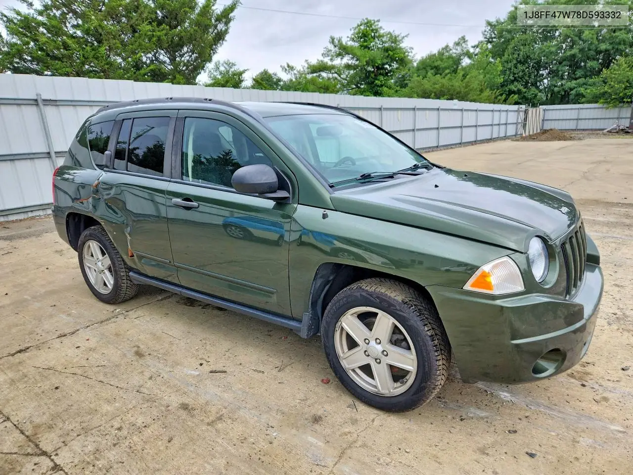 2008 Jeep Compass Sport VIN: 1J8FF47W78D593332 Lot: 61895086