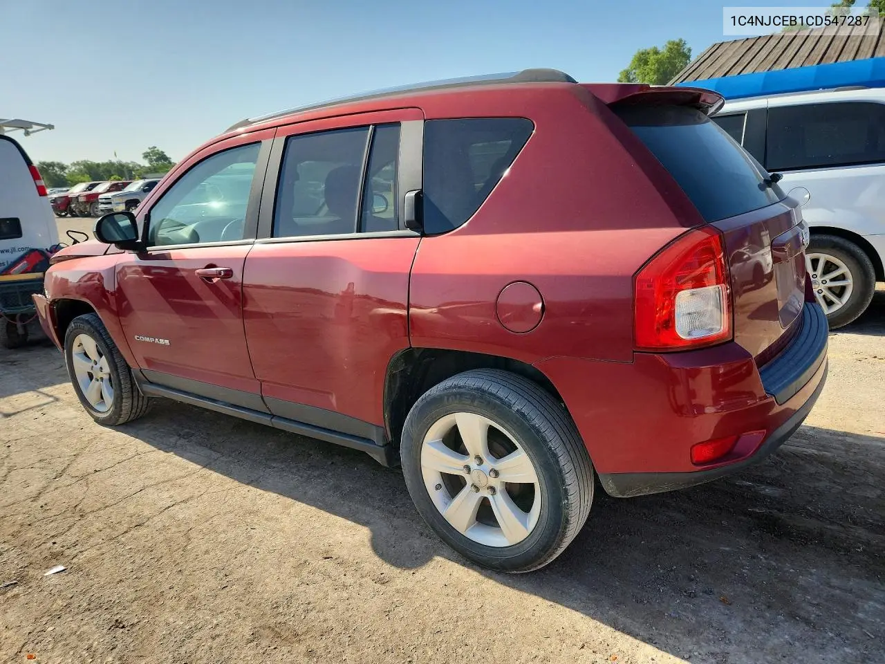 2012 Jeep Compass Latitude VIN: 1C4NJCEB1CD547287 Lot: 61510126