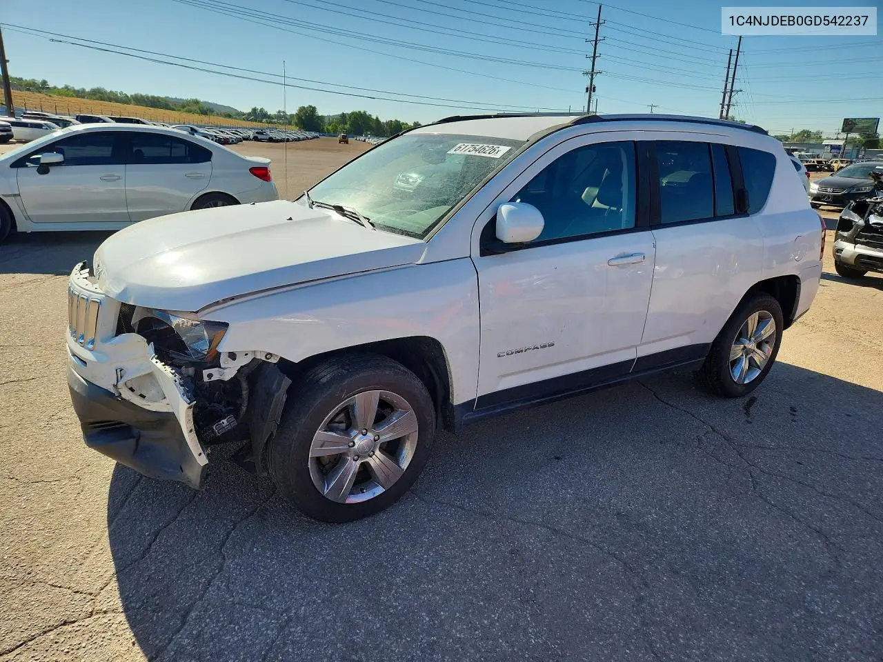 2016 Jeep Compass Latitude VIN: 1C4NJDEB0GD542237 Lot: 61754626
