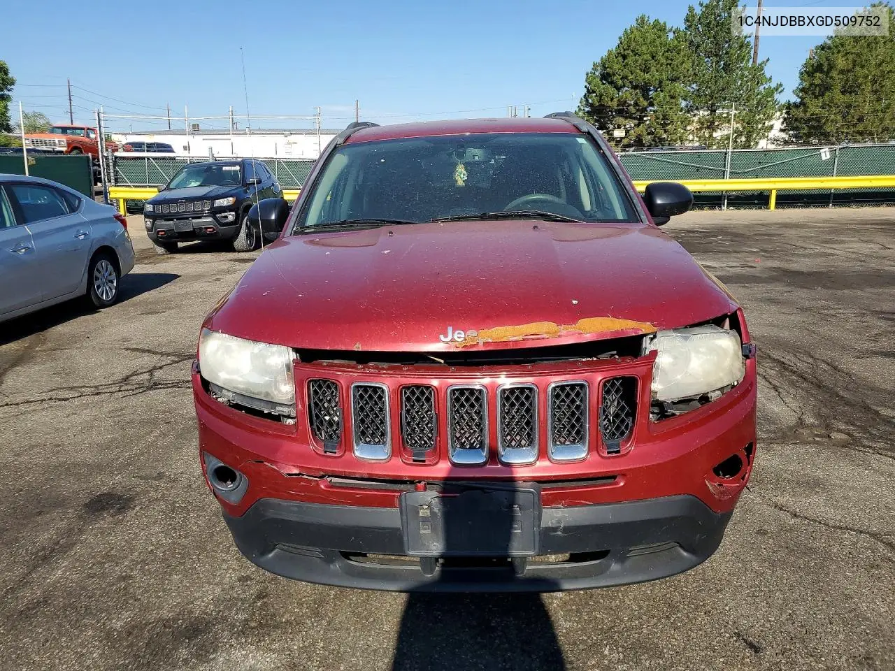 2016 Jeep Compass Sport VIN: 1C4NJDBBXGD509752 Lot: 62246556