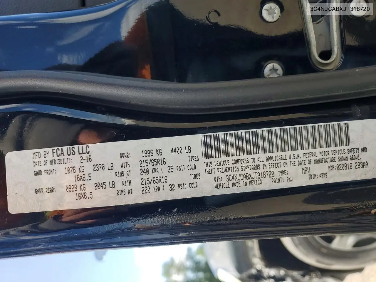 2018 Jeep Compass Sport VIN: 3C4NJCABXJT318720 Lot: 55156556