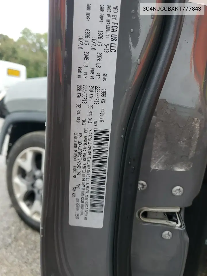 3C4NJCCBXKT777843 2019 Jeep Compass Limited
